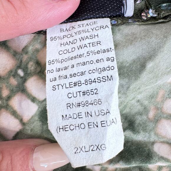 Vintage Y2K Sequin Tank Top 2XL Green Sparkle Party Made in USA fastival - Picture 6 of 7